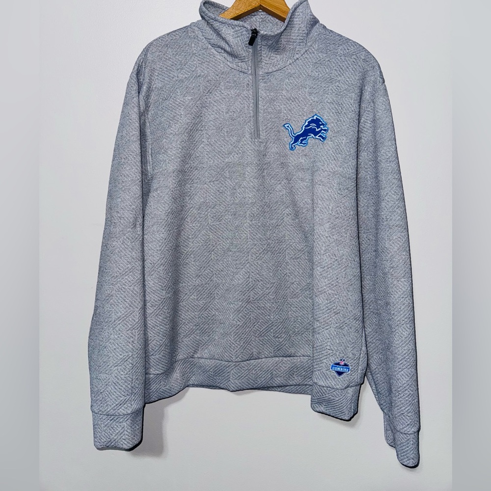 Detroit Lions NFL COMBINE Quarter Zip Pullover Men’s Size Large Gray G-III